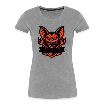 Fledermaus Maskottchen Wappen - Frauen Premium Bio T-Shirt - Grau meliert - Vorne - Mia (176cm)