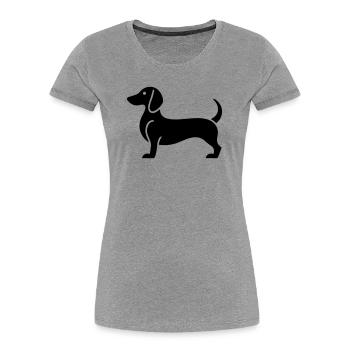 teckel - T-shirt bio Premium Femme - gris chiné - Devant - Mia (176cm)