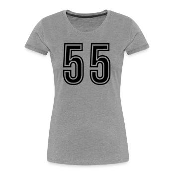 Symbole du chiffre 55 - T-shirt bio Premium Femme - gris chiné - Devant - Mia (176cm)