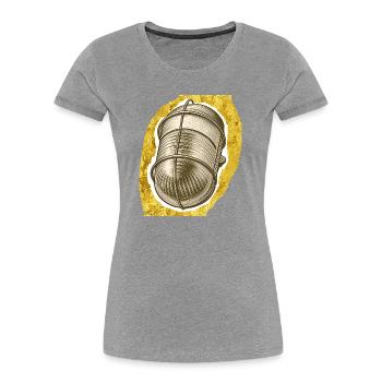 Golden Thread Spool Illustration - Women's Premium Organic T-Shirt - heather grey - Front - Mia (176cm)