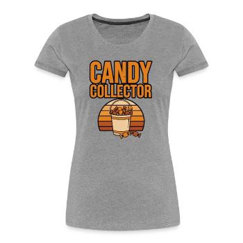 Halloween Candy – Candy Collector - Women's Premium Organic T-Shirt - heather grey - Front - Mia (176cm)