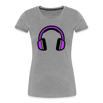 Music Headphones Silhouette - Women's Premium Organic T-Shirt - heather grey - Front - Mia (176cm)