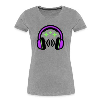 Headphones Stars Icon - Women's Premium Organic T-Shirt - heather grey - Front - Mia (176cm)