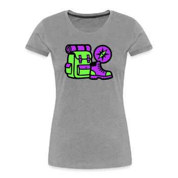 Hiking Backpack Compass Graphic - Women's Premium Organic T-Shirt - heather grey - Front - Mia (176cm)