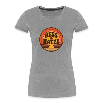 Hess und Hatze Retro rund - Frauen Premium Bio T-Shirt - Grau meliert - Vorne - Mia (176cm)