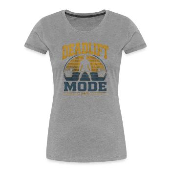 Kreuzheben-Modus 24/7 Powerlifting Gym Motivation - Frauen Premium Bio T-Shirt - Grau meliert - Vorne - Mia (176cm)