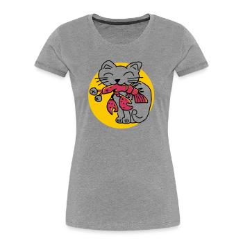 CancerCat - Frauen Premium Bio T-Shirt - Grau meliert - Vorne - Mia (176cm)