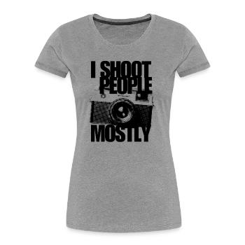 Je photographie surtout des gens, l’humour de l’appareil photo de photographe - T-shirt bio Premium Femme - gris chiné - Devant - Mia (176cm)