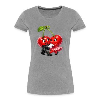 Kirschen Tanzen - Frauen Premium Bio T-Shirt - Grau meliert - Vorne - Mia (176cm)