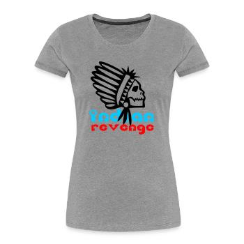 Indian Skull Revenge - Frauen Premium Bio T-Shirt - Grau meliert - Vorne - Mia (176cm)