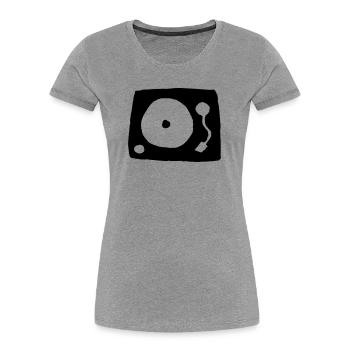 Plattenspieler - Frauen Premium Bio T-Shirt - Grau meliert - Vorne - Mia (176cm)