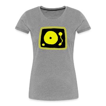 Plattenspieler - Frauen Premium Bio T-Shirt - Grau meliert - Vorne - Mia (176cm)