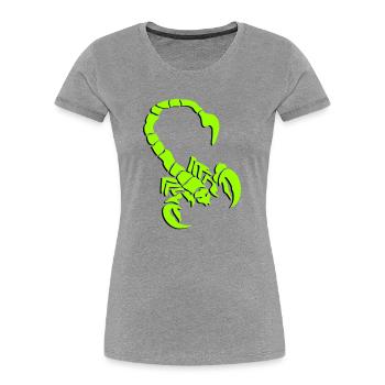 skorpion_01_3d - Frauen Premium Bio T-Shirt - Grau meliert - Vorne - Mia (176cm)