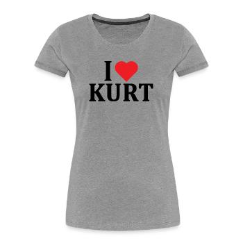T-Shirt-Name Ich liebe Kurt T-Shirt Geschenkidee - Frauen Premium Bio T-Shirt - Grau meliert - Vorne - Mia (176cm)