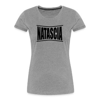 T-Shirt Natascia T-Shirt Geschenkidee - Frauen Premium Bio T-Shirt - Grau meliert - Vorne - Mia (176cm)
