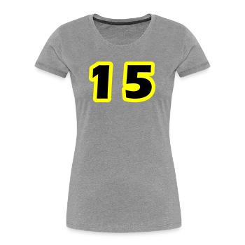 Symbole numérique 15 - T-shirt bio Premium Femme - gris chiné - Devant - Mia (176cm)