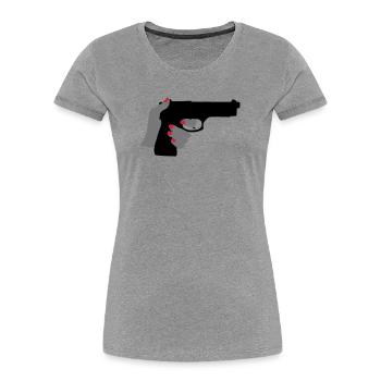 Gun - Women's Premium Organic T-Shirt - heather grey - Front - Mia (176cm)