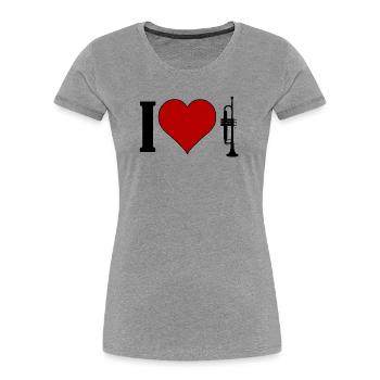 I ♥️ TRUMPET | Ich liebe Trompete - Frauen Premium Bio T-Shirt - Grau meliert - Vorne - Mia (176cm)