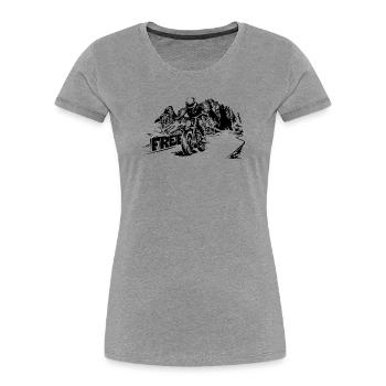 Motorrad frei Berge Dolomiten Biker Symbol Logo - Frauen Premium Bio T-Shirt - Grau meliert - Vorne - Mia (176cm)