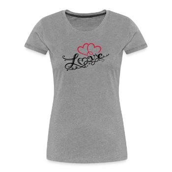 Coeurs avec la boucle de l'infini - T-shirt bio Premium Femme - gris chiné - Devant - Mia (176cm)