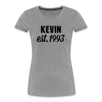 Kevin est 1993 - Frauen Premium Bio T-Shirt - Grau meliert - Vorne - Mia (176cm)