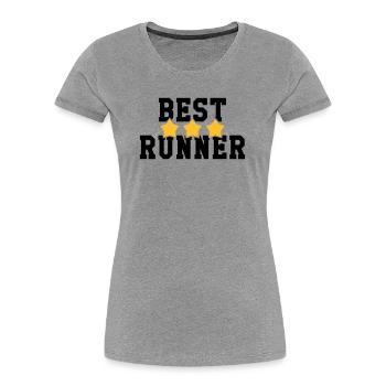 Course à Pied / Running / Jogging / Coureur - T-shirt bio Premium Femme - gris chiné - Devant - Mia (176cm)