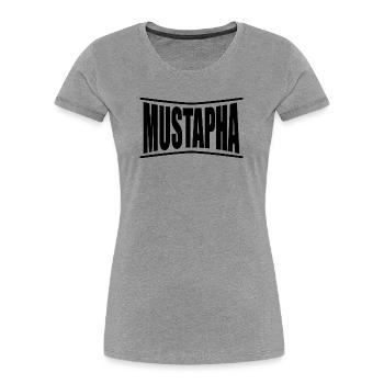 Idée cadeau t-shirt t-shirt Mustapha - T-shirt bio Premium Femme - gris chiné - Devant - Mia (176cm)