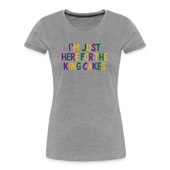 I'm Just Here for the King Cakes Mardi Gras Fun - Women's Premium Organic T-Shirt - heather grey - Front - Mia (176cm)