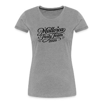 Mallorca Party Team 2026 - Frauen Premium Bio T-Shirt - Grau meliert - Vorne - Mia (176cm)