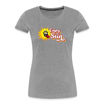 Enjoy the sun / Summer feeling / Retro-Look - Frauen Premium Bio T-Shirt - Grau meliert - Vorne - Mia (176cm)