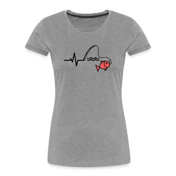 ECG Fishing Rod Fish Outline - Women's Premium Organic T-Shirt - heather grey - Front - Mia (176cm)