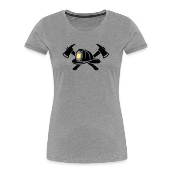 Feuerwehrhelm Aexte Grafik - Frauen Premium Bio T-Shirt - Grau meliert - Vorne - Mia (176cm)