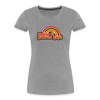 smile if you're gay - Women's Premium Organic T-Shirt - heather grey - Front - Mia (176cm)