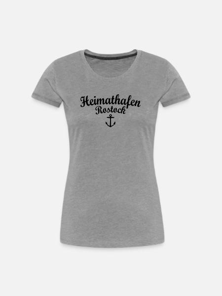 Heimathafen Rostock - Frauen Premium Bio T-Shirt - Grau meliert