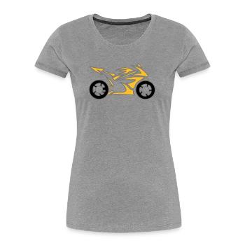 Moto Vélo Chopper Mobylette Roll - T-shirt bio Premium Femme - gris chiné - Devant - Mia (176cm)