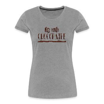 Je suis chocopathe - T-shirt bio Premium Femme - gris chiné - Devant - Mia (176cm)
