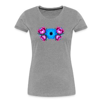 shirt blumenmuster, Anemonenmuster wasserfarbe - Frauen Premium Bio T-Shirt - Grau meliert - Vorne - Mia (176cm)