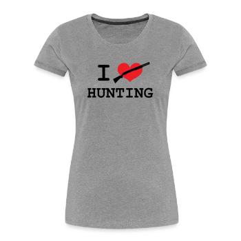 J'aime chasser - T-shirt bio Premium Femme - gris chiné - Devant - Mia (176cm)