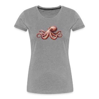 Oktopus Mosaik - Künstlerisches Meeres-Design - Frauen Premium Bio T-Shirt - Grau meliert - Vorne - Mia (176cm)