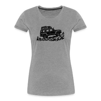 La puissance du sentier – tout-terrain - T-shirt bio Premium Femme - gris chiné - Devant - Mia (176cm)