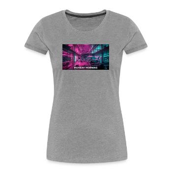 Monday Morning - Office Shark Meme - Women's Premium Organic T-Shirt - heather grey - Front - Mia (176cm)