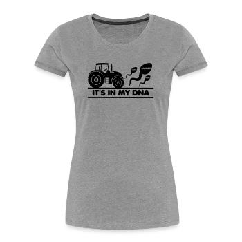 Farmer, es liegt in meiner DNA - Frauen Premium Bio T-Shirt - Grau meliert - Vorne - Mia (176cm)