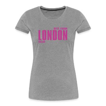 Pink London Typography T-shirt - T-shirt bio Premium Femme - gris chiné - Devant - Mia (176cm)