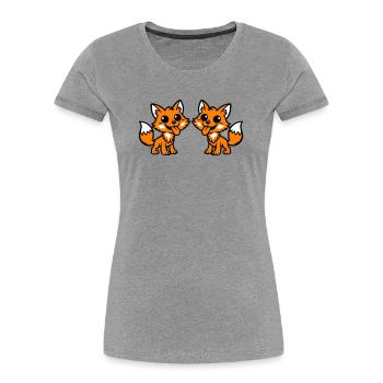 Fuchs Paar - Frauen Premium Bio T-Shirt - Grau meliert - Vorne - Mia (176cm)