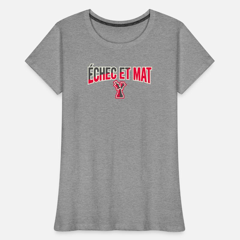 Logo Échec et Mat Rouge Roi Noir en Difficulté T-shirt bio Premium Femme
