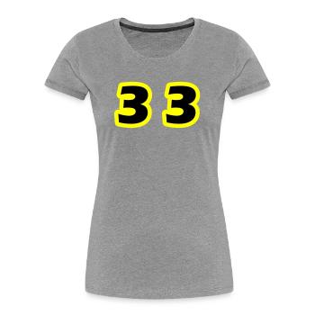 33 Zahl symbol - Frauen Premium Bio T-Shirt - Grau meliert - Vorne - Mia (176cm)