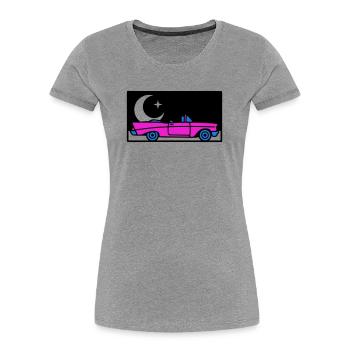 Retro 80s Cabrio Grafik - Frauen Premium Bio T-Shirt - Grau meliert - Vorne - Mia (176cm)