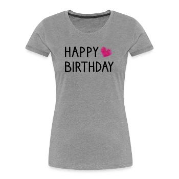 ALLES GUTE ZUM GEBURTSTAG. ALLES GUTE ZUM GEBURTSTAG. JAHRESTAG. - Frauen Premium Bio T-Shirt - Grau meliert - Vorne - Mia (176cm)