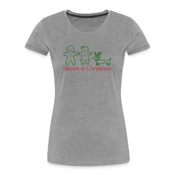 Christmas – Gingerbread Family with Dachshund (green) - Women's Premium Organic T-Shirt - heather grey - Front - Mia (176cm)