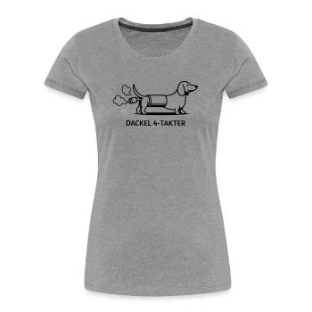 Teckel Quatre Temps - T-shirt bio Premium Femme - gris chiné - Devant - Mia (176cm)